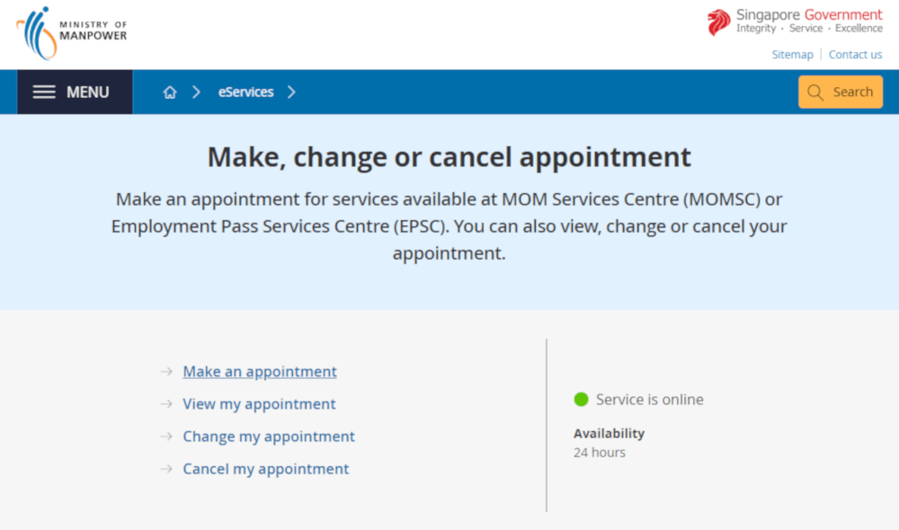 make an appointmentを選択